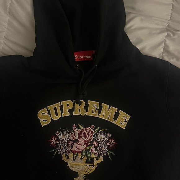 Supreme Mens F*** Em’ All Flower Bouquet Black Hoodie